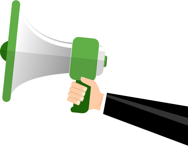 Hand holding a megaphone